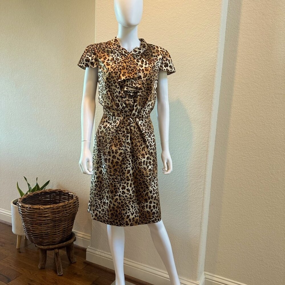 Tahari Arthur S. Levine Cheetah Print Size 12 Dress - Picture 2 of 6